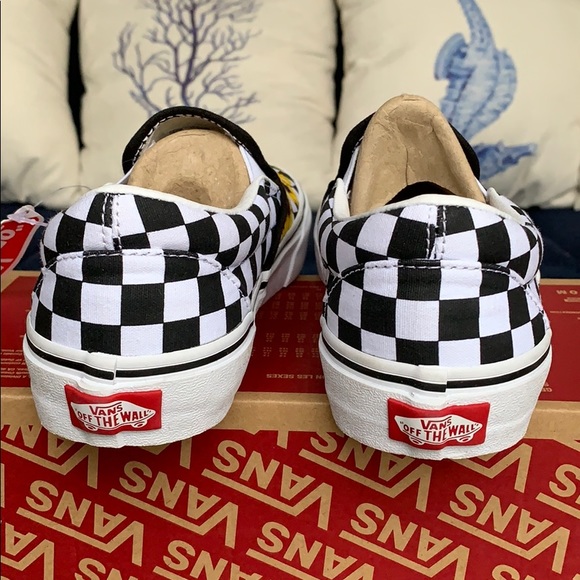 VANS CLASSIC SLIP ON CUSTOM SUNFLOWER/CHECKERBOARD - Picture 7 of 16